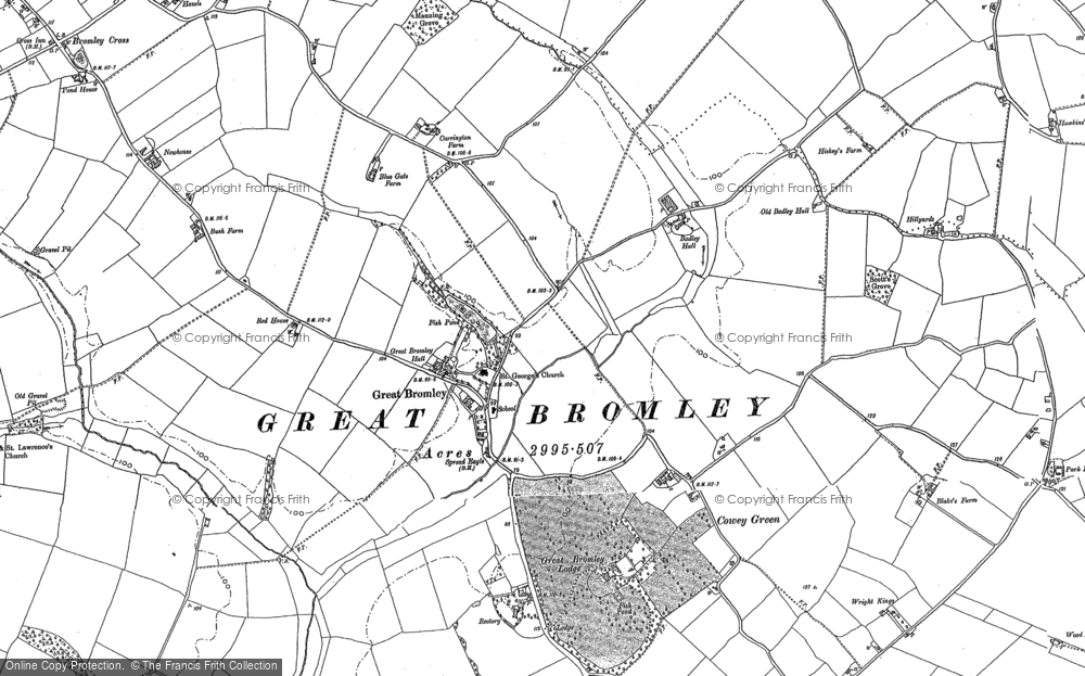 Old Map of Historic Map covering Hare Green in 1896