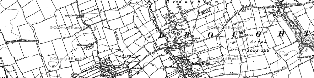 Old map of Great Broughton in 1892