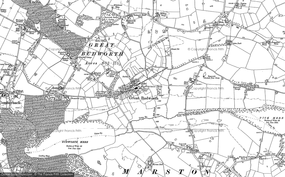 Old Map of Great Budworth, 1897 in 1897