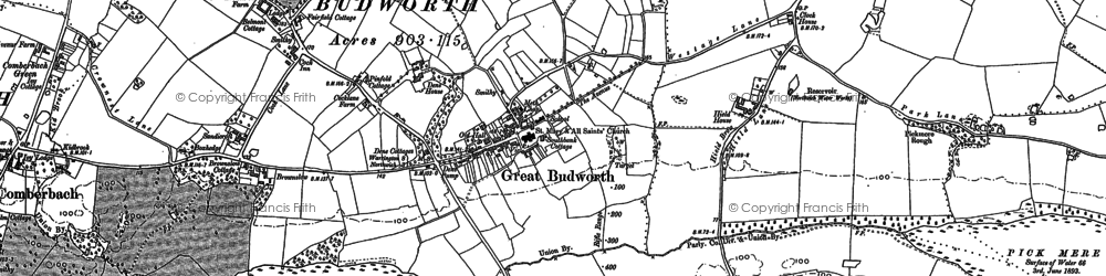 Old map of Great Budworth in 1897