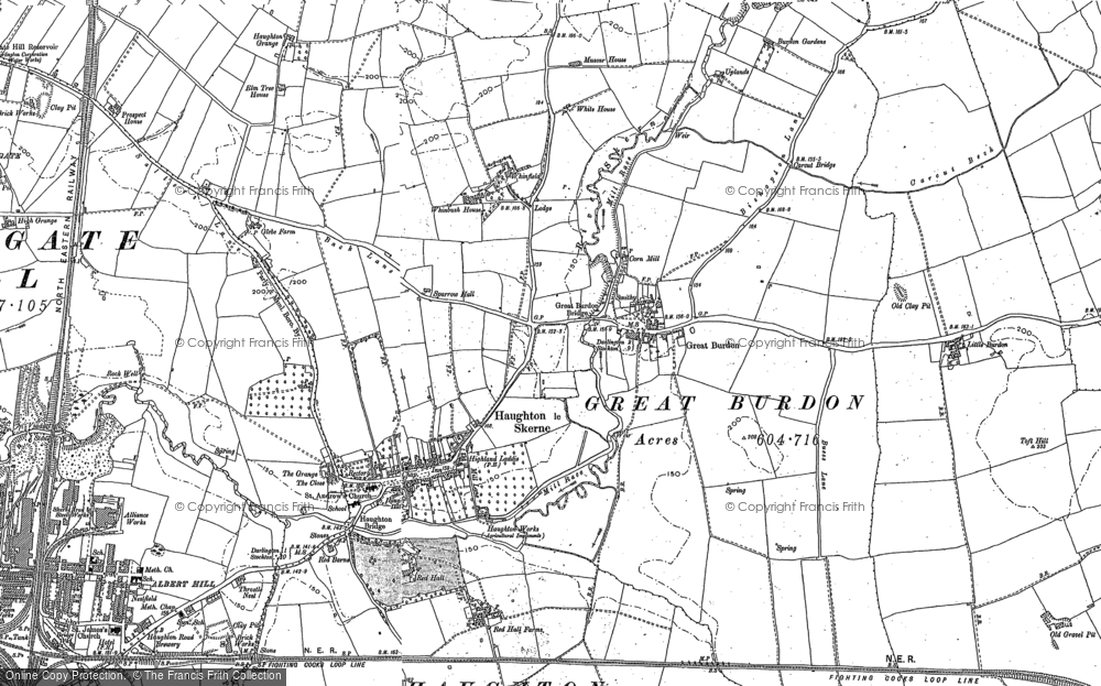 Old Map of Great Burdon, 1896 - 1913 in 1896