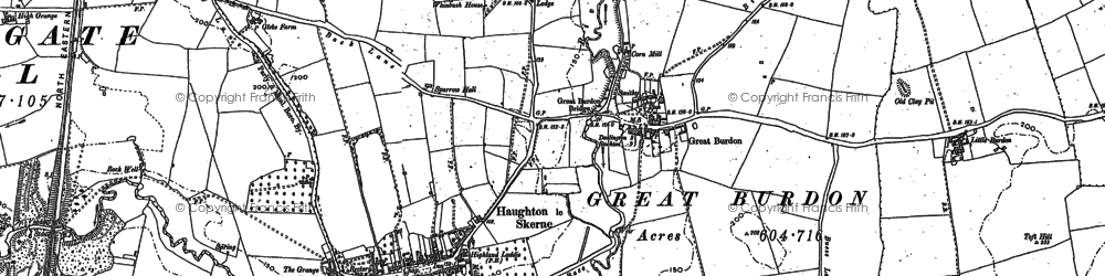 Old map of Great Burdon in 1896