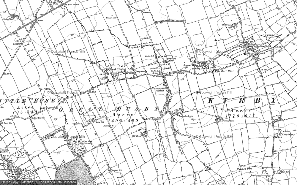 Old Map of Great Busby, 1892 - 1893 in 1892