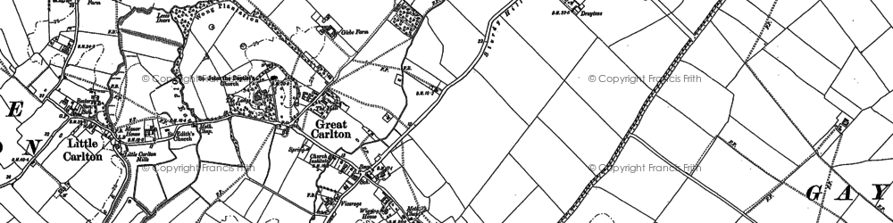 Old map of Great Carlton in 1888