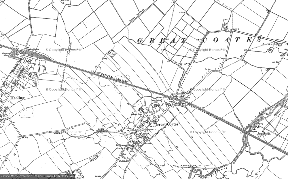 Old Map of Historic Map covering Wybers Wood in 1887
