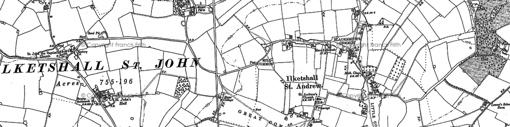 Old map of Great Common in 1883