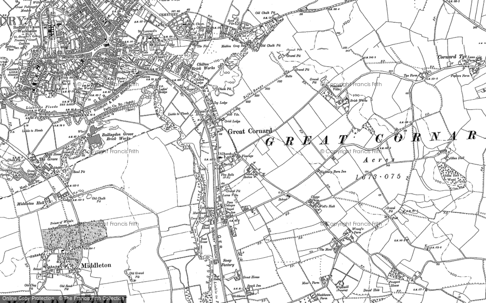 Old Map of Great Cornard, 1885 - 1902 in 1885