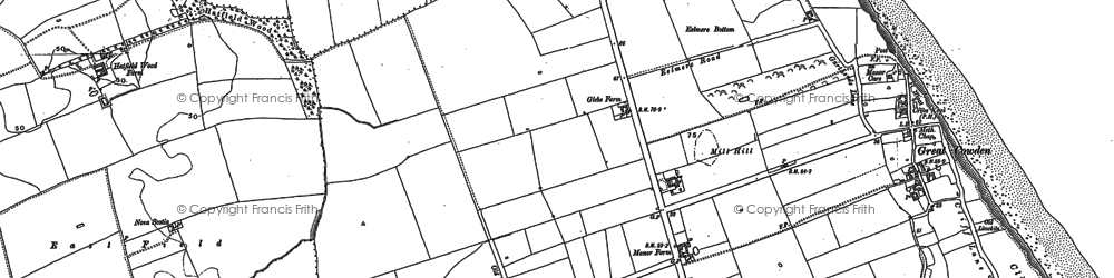 Old map of Great Cowden in 1889