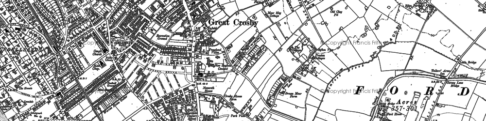 Old map of Great Crosby in 1907