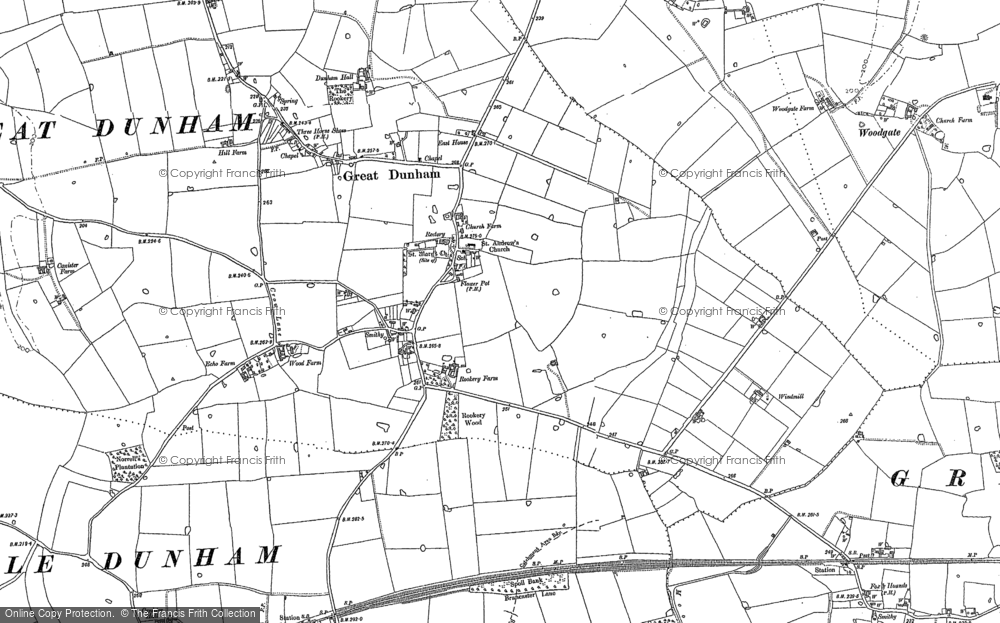 Old Map of Great Dunham, 1883 in 1883