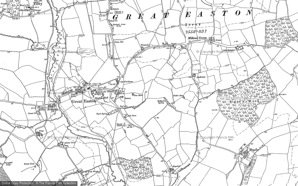 Old Map of Great Easton, 1896 in 1896