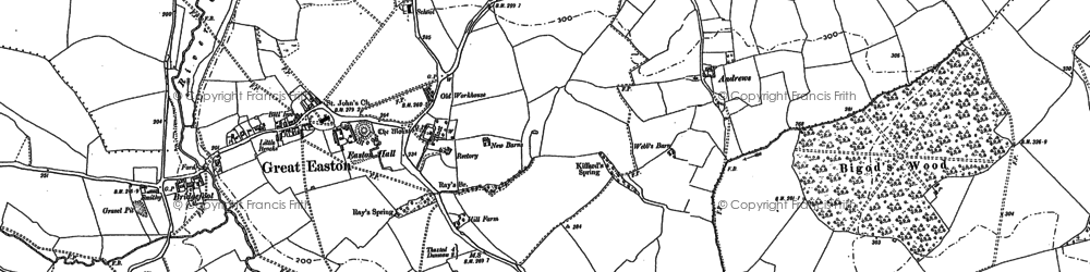 Old map of Great Easton in 1896