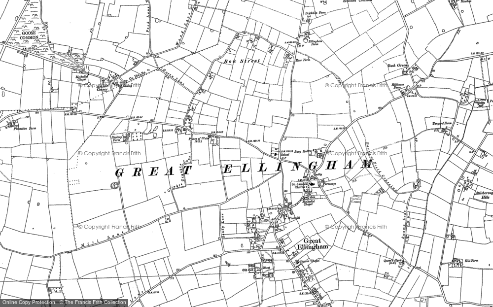Old Map of Great Ellingham, 1882 in 1882