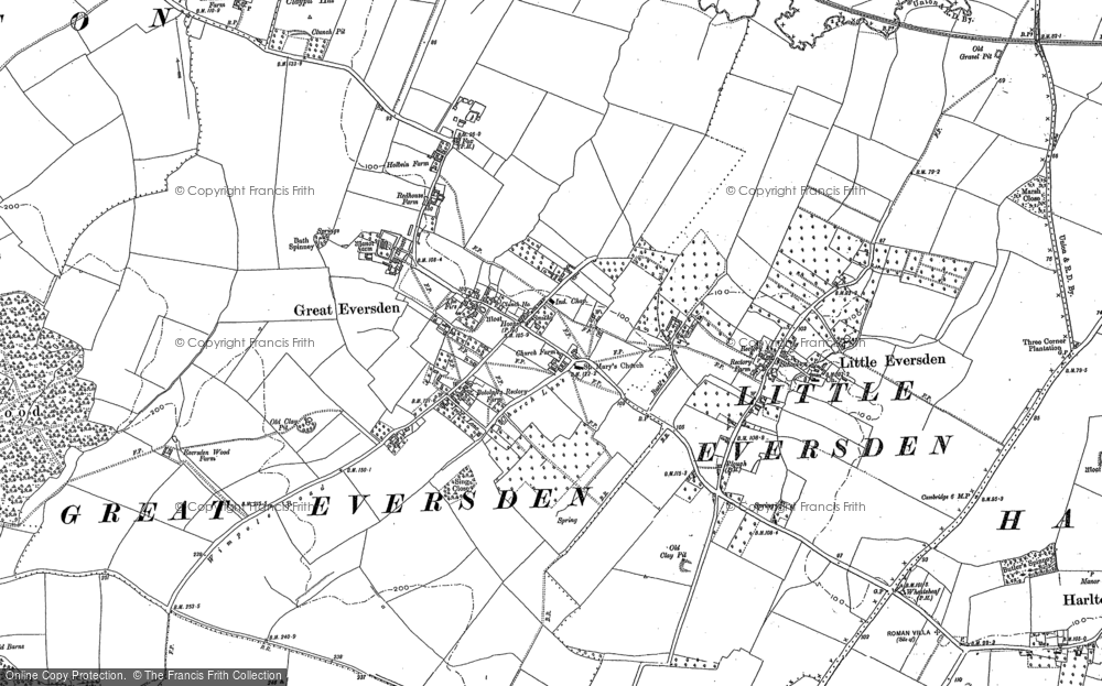 Old Map of Great Eversden, 1886 in 1886