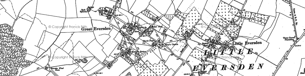 Old map of Great Eversden in 1886