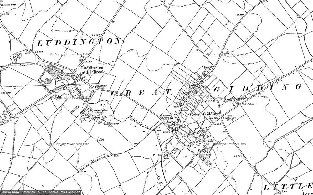 Old Map of Great Gidding, 1887 - 1899 in 1887