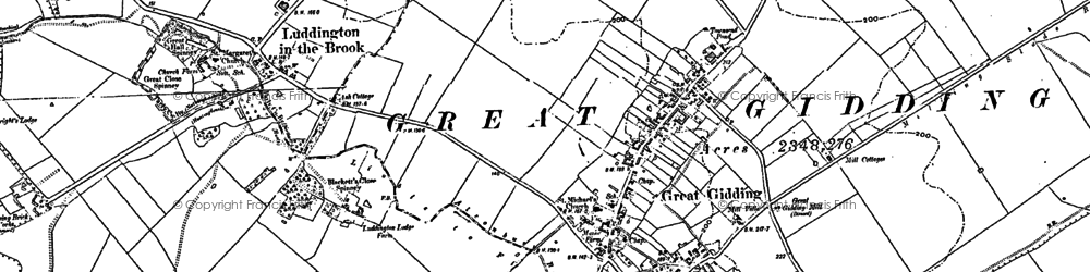 Old map of Great Gidding in 1887