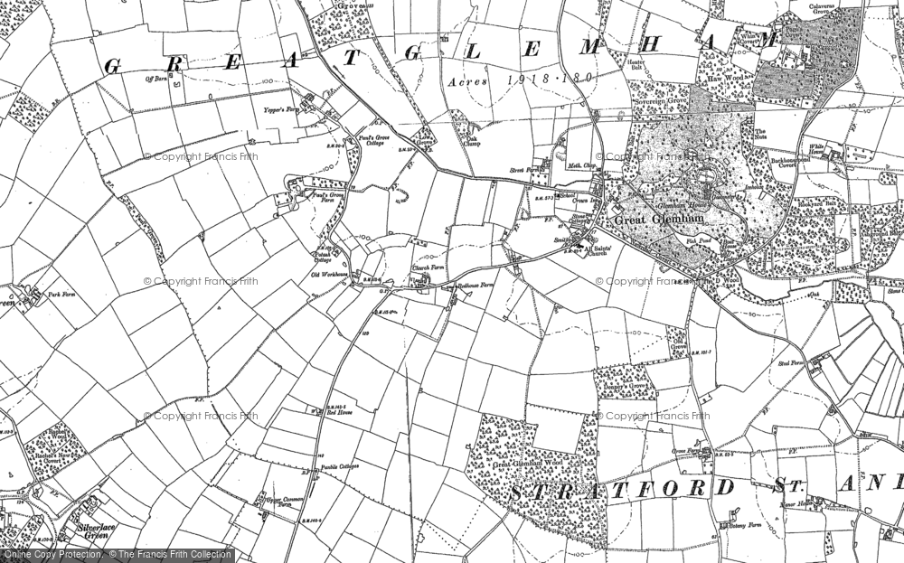 Old Map of Great Glemham, 1881 - 1883 in 1881