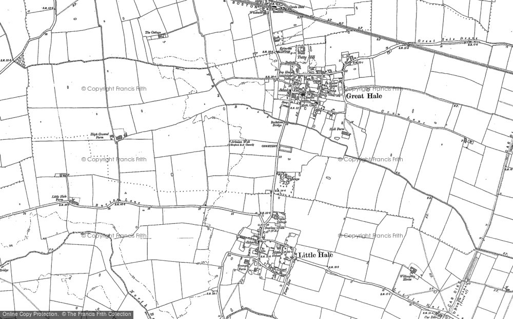 Old Map of Great Hale, 1887 - 1903 in 1887