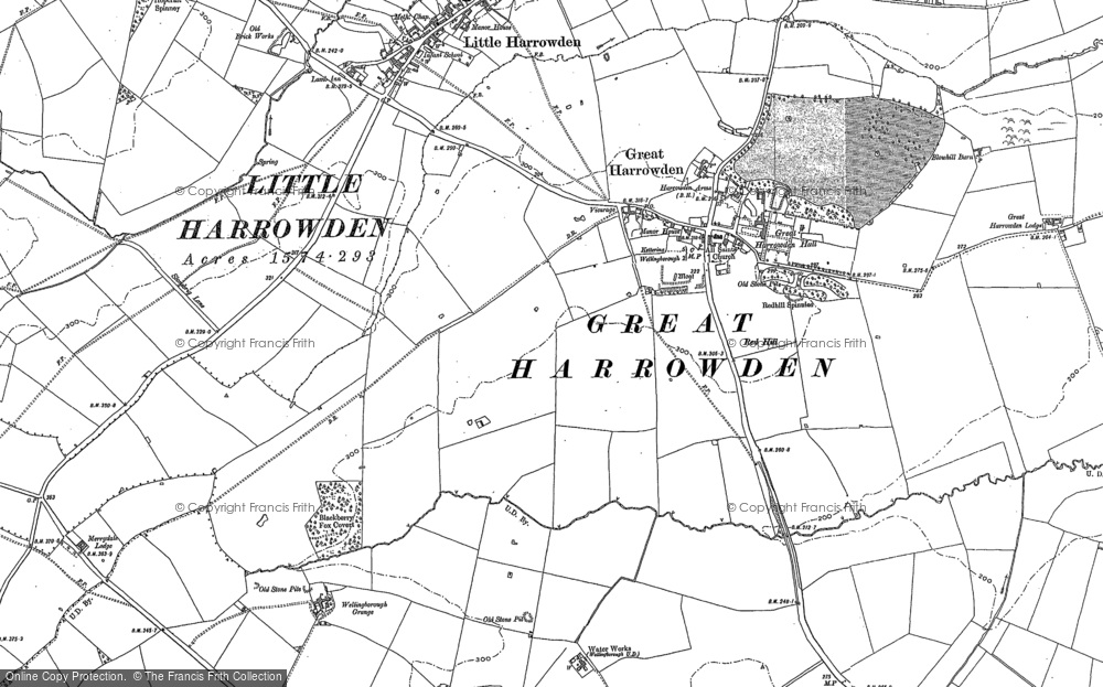 Old Map of Great Harrowden, 1884 in 1884