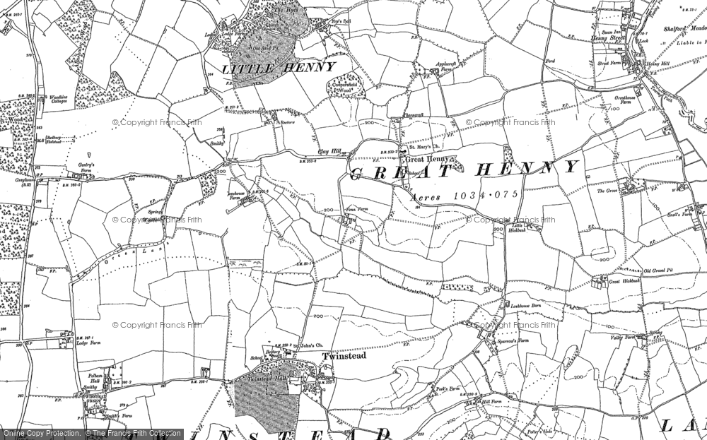 Old Map of Great Henny, 1896 - 1902 in 1896