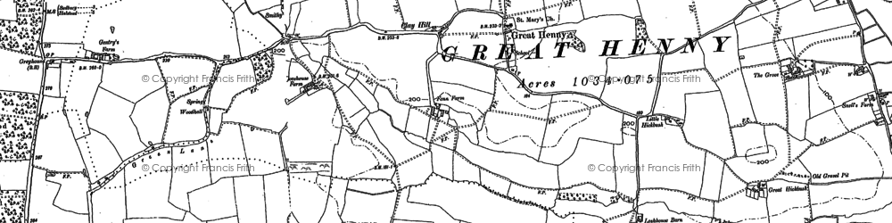 Old map of Great Henny in 1896