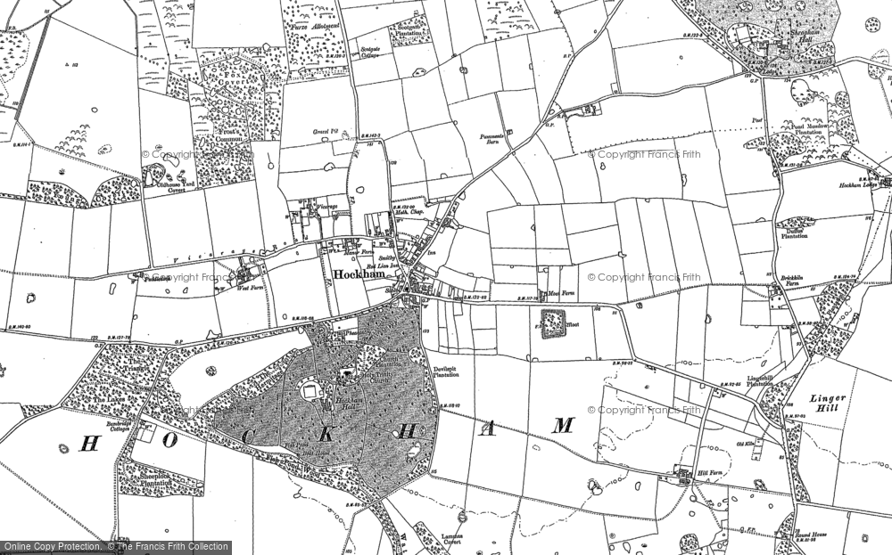 Old Map of Great Hockham, 1882 in 1882