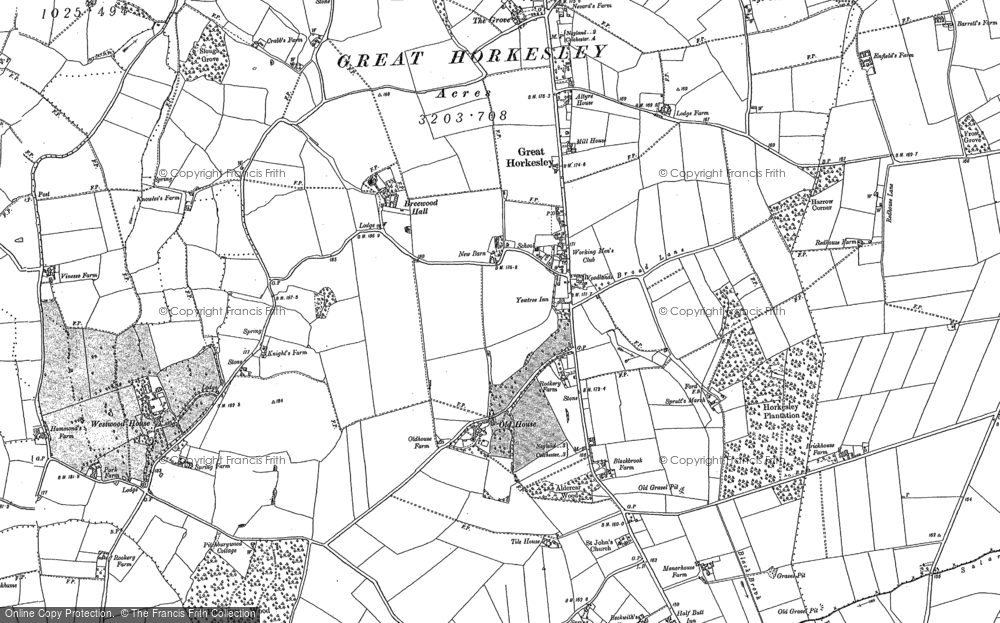 Old Map of Great Horkesley, 1896 in 1896