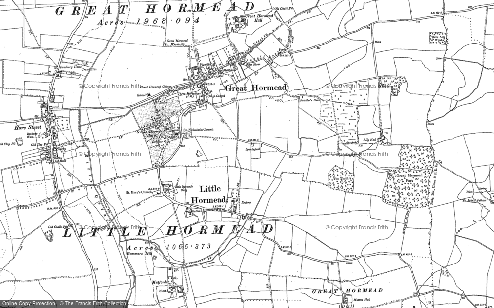 Old Map of Great Hormead, 1896 - 1916 in 1896