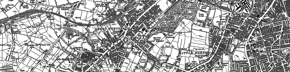 Old map of Great Horton in 1890