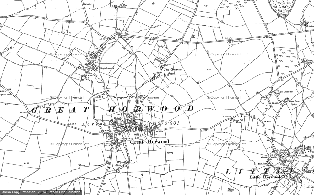 Old Map of Great Horwood, 1898 in 1898