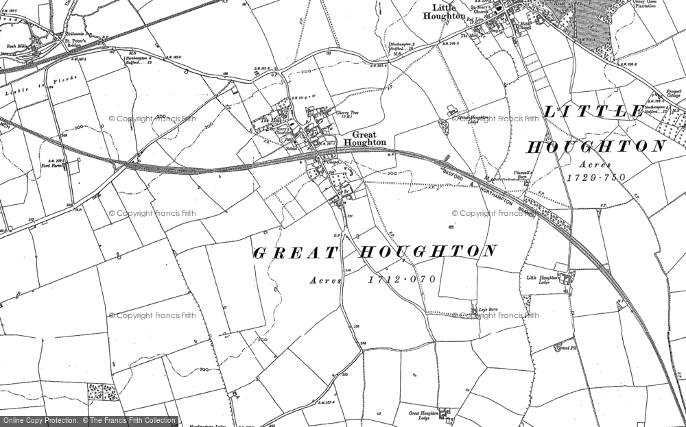 Old Map of Great Houghton, 1884 - 1899 in 1884