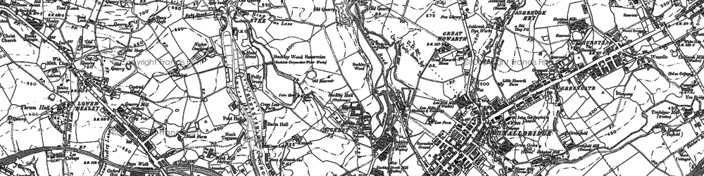 Old map of Great Howarth in 1890