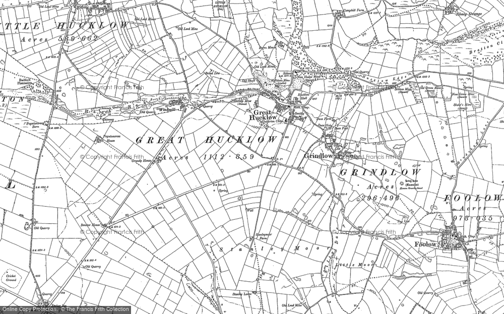 Old Map of Historic Map covering Lane Head in 1880