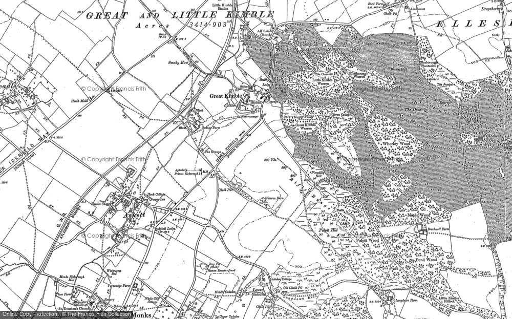 Old Map of Historic Map covering Whiteleaf Cross in 1897