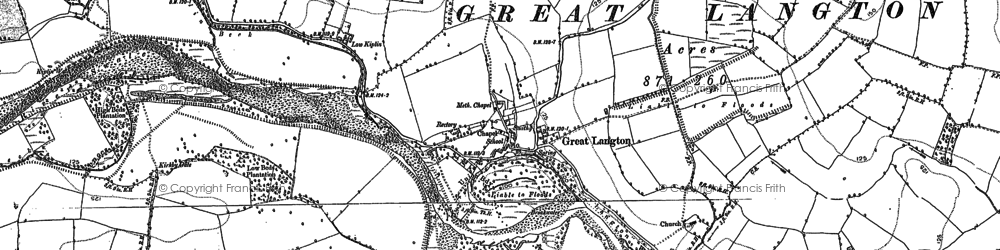 Old map of Great Langton in 1891