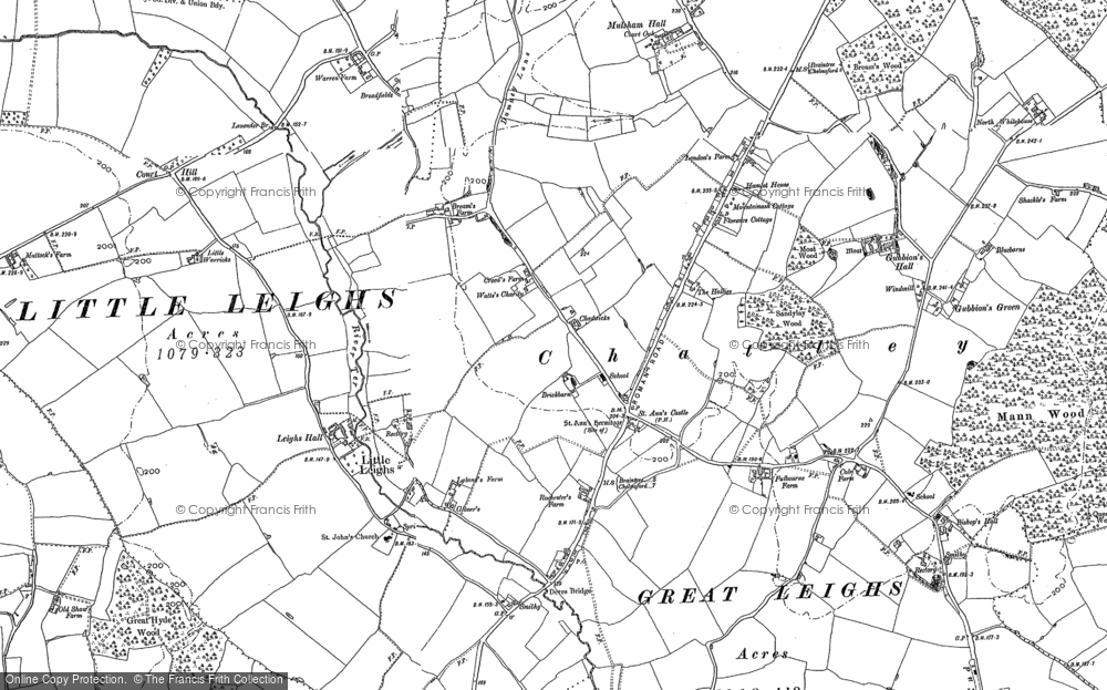 Old Map of Great Leighs, 1895 - 1896 in 1895