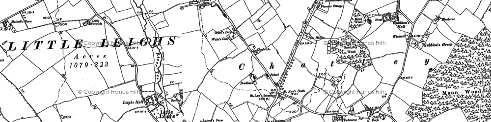 Old map of Great Leighs in 1895
