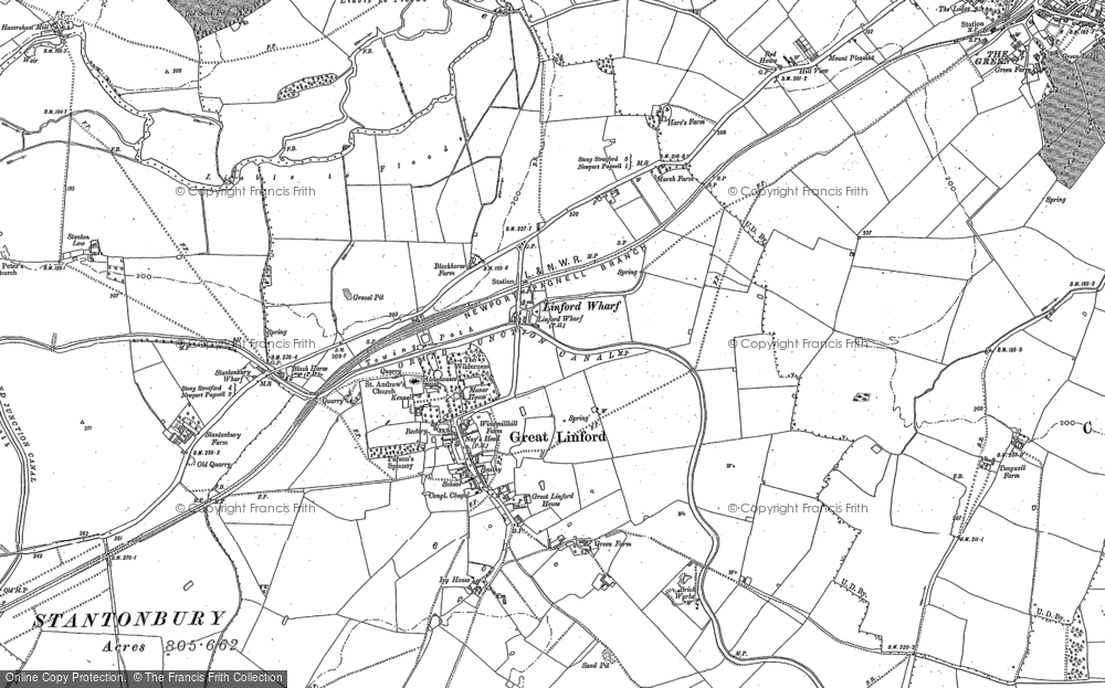 Old Map of Great Linford, 1898 - 1924 in 1898