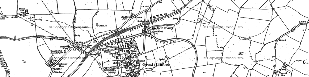 Old map of Great Linford in 1898