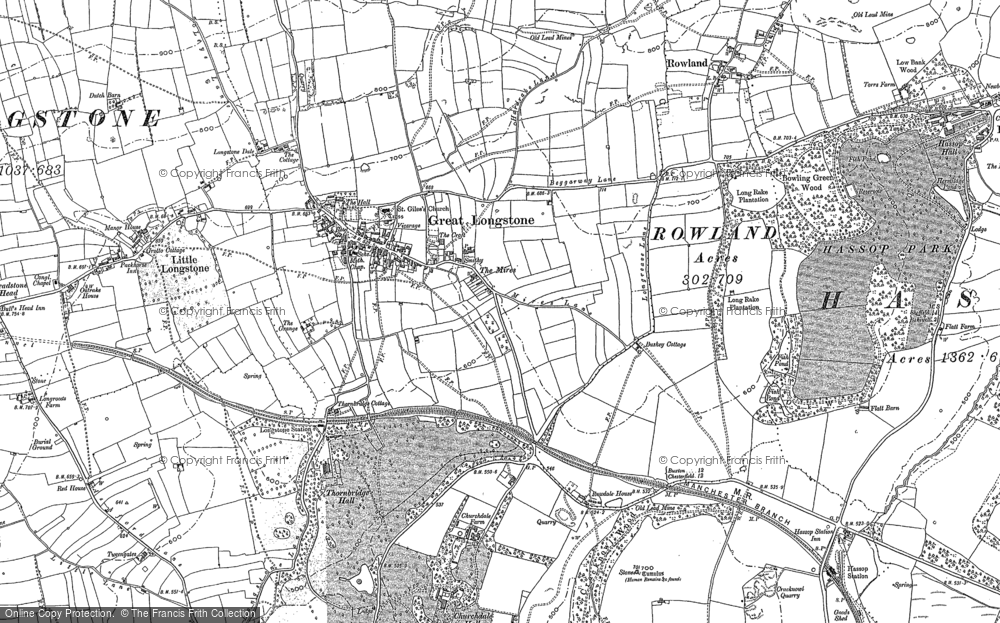 Old Map of Great Longstone, 1878 - 1879 in 1878