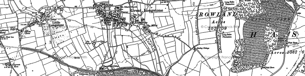 Old map of Great Longstone in 1878