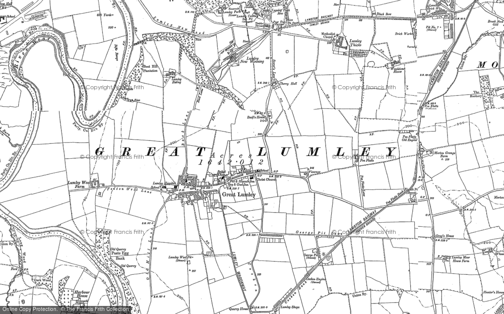 Old Map of Great Lumley, 1895 in 1895