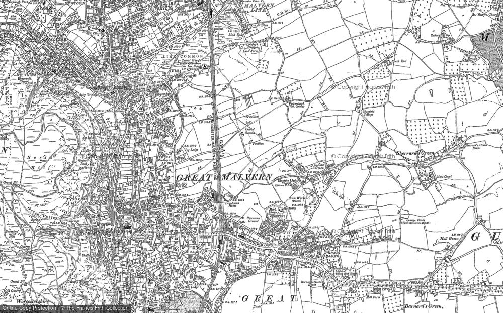 Old Map of Historic Map covering Malvern Link in 1884