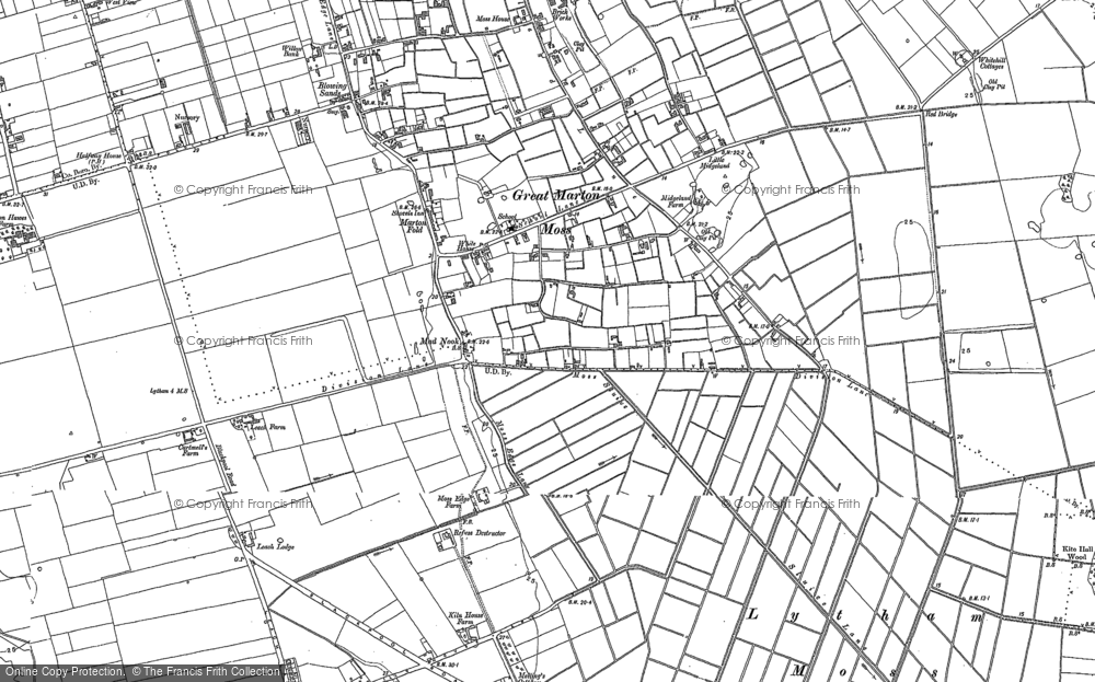 Old Map of Great Marton Moss, 1891 - 1909 in 1891