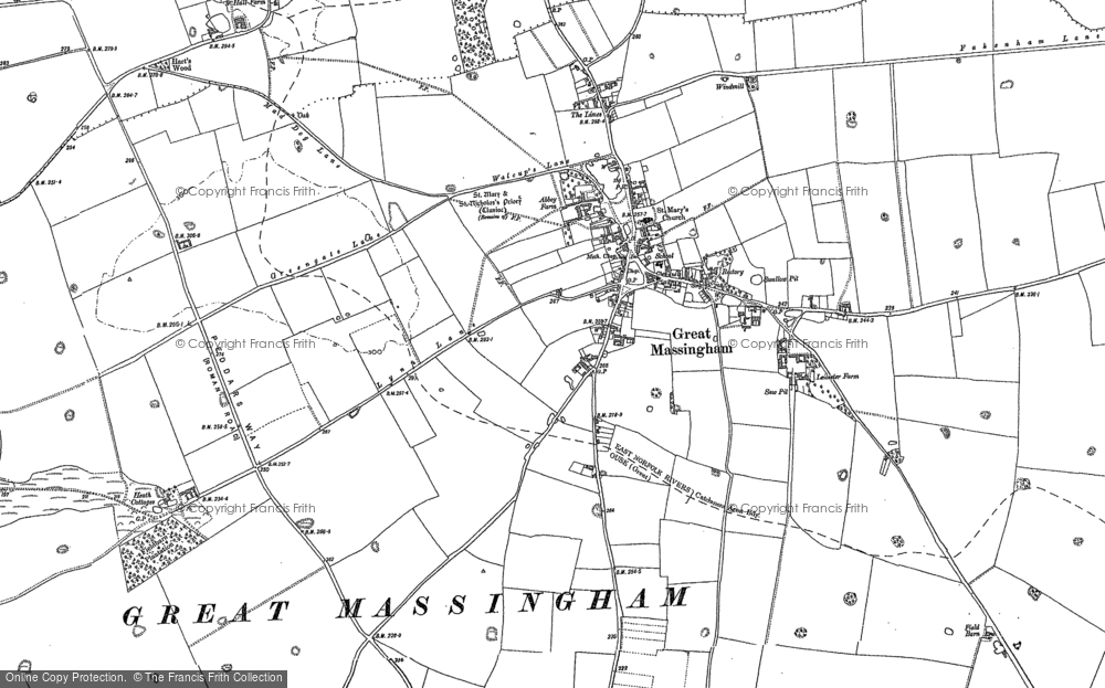 Old Map of Great Massingham, 1884 in 1884