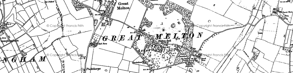 Old map of Great Melton in 1882