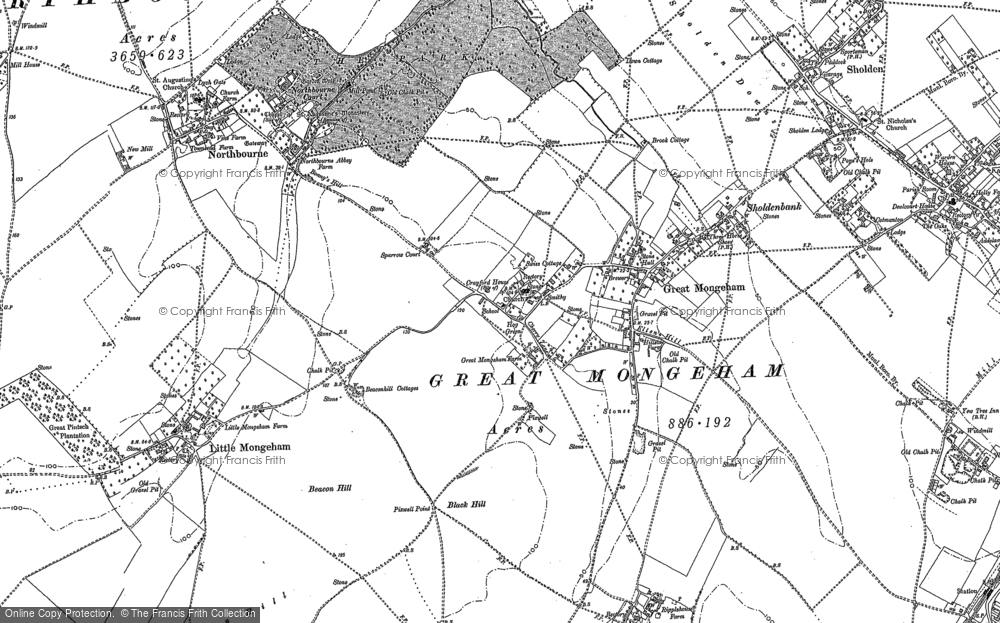 Old Map of Great Mongeham, 1872 - 1897 in 1872