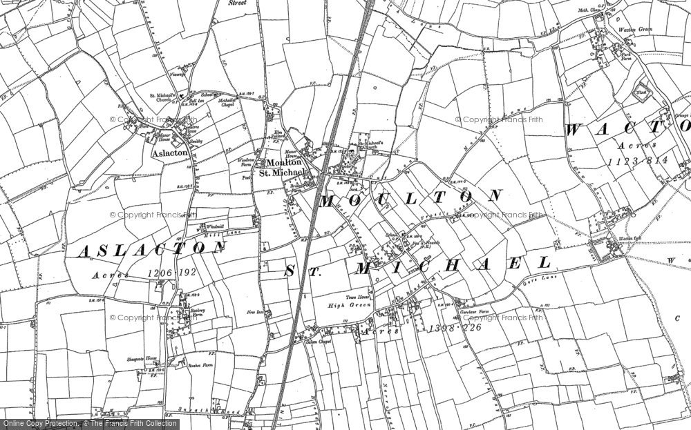 Old Map of Great Moulton, 1883 in 1883