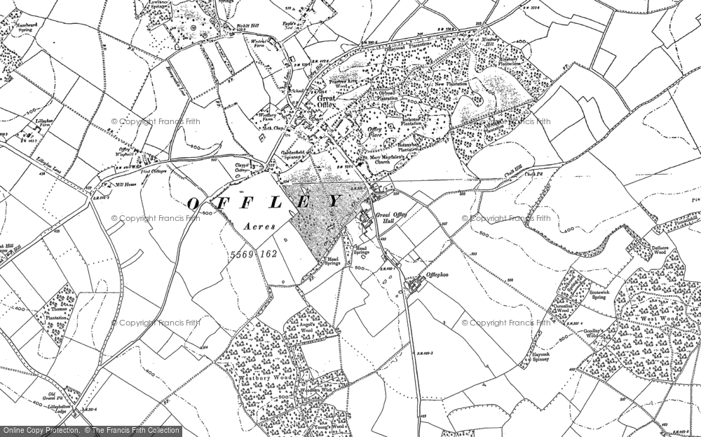 Old Map of Great Offley, 1899 - 1922 in 1899